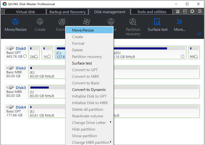 free up disk space to get unallocated space