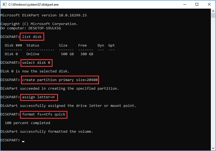 Create new partition on external hard drive