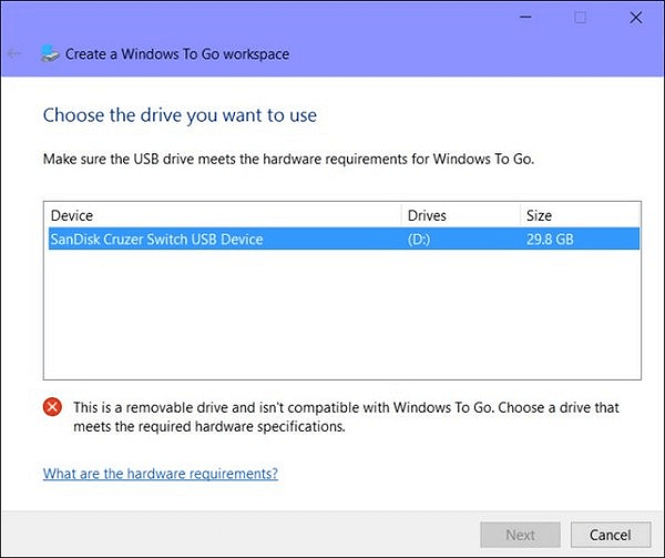 Create Windows to Go USB drive