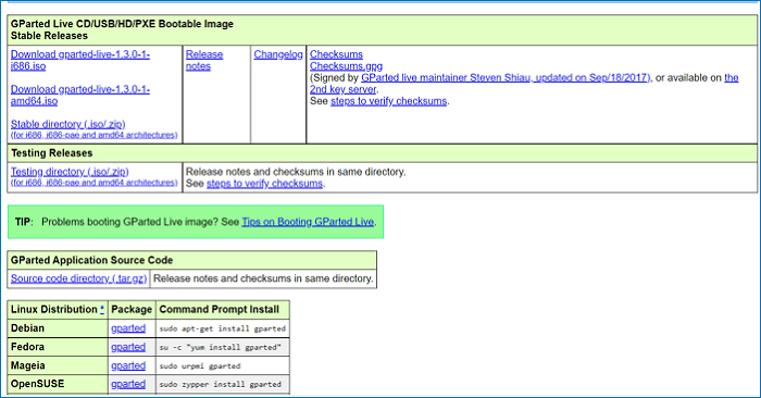 Download GParted ISO image