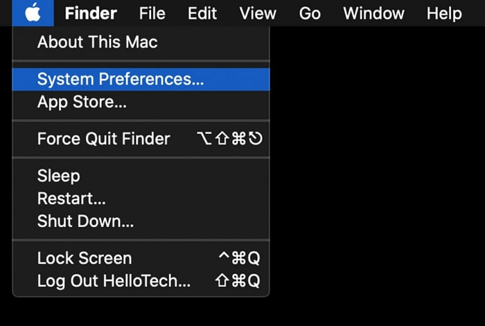 clic preferences to open Time Machine