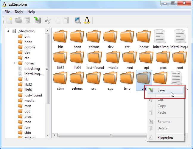 Access EXT4 partition data via Ext2Explore