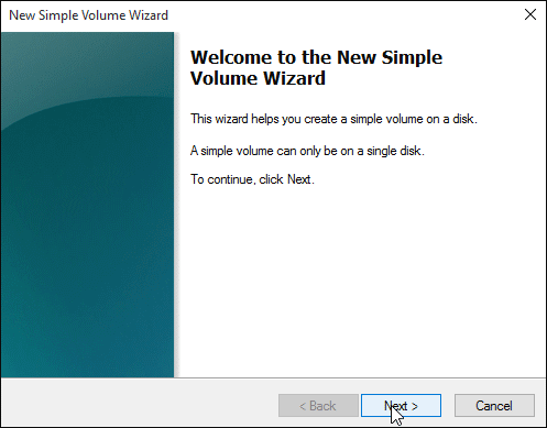 New Simple Volume Wizard