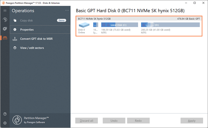 Paragon Partition Manager 17