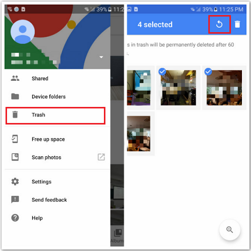 Recover photos from google photos