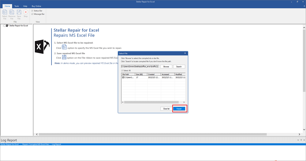 Repair the Excel Files