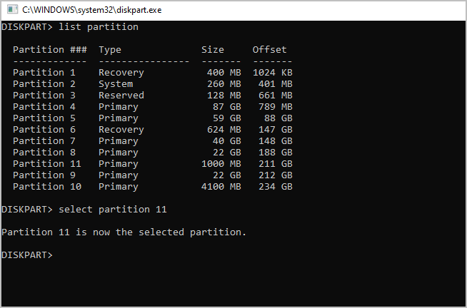 select partition 