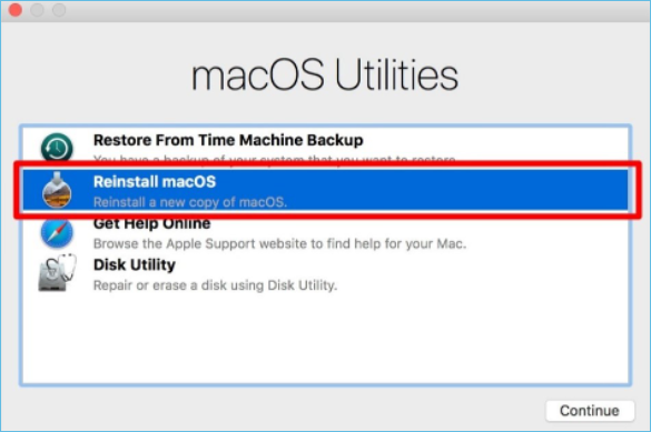 select reinstall macos