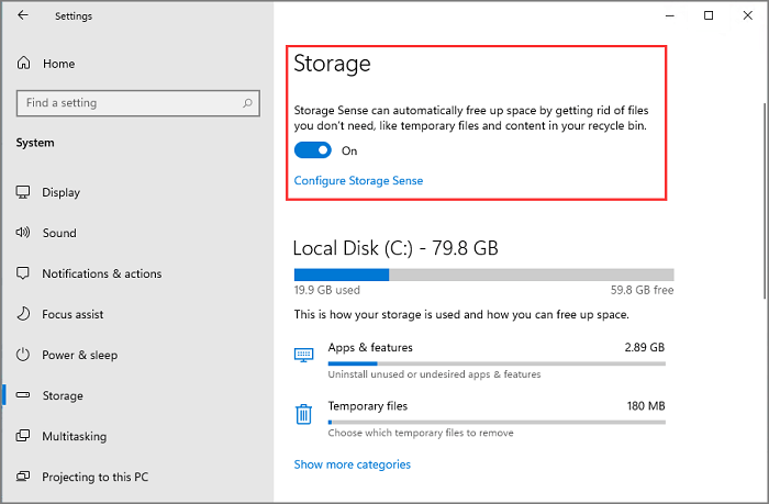 storage sense win11 1