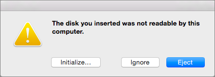 the disk you inserted was not readable by this computer