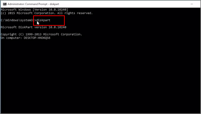 type command diskpart and press Enter