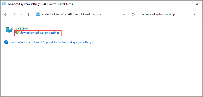 view advanced system settings windows 11