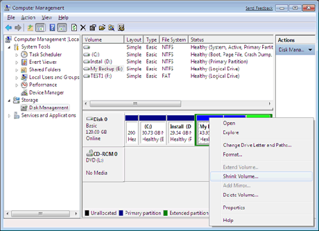 Shrink Server 2008 Volume