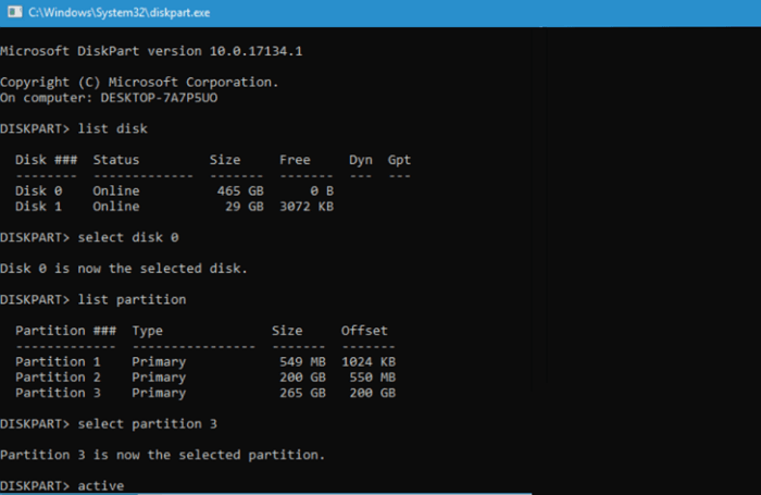 Set Windows Partition Active