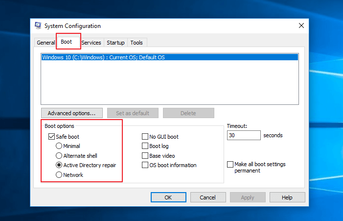 how to start Windows 10 in Safe Mode using msconfig - 2