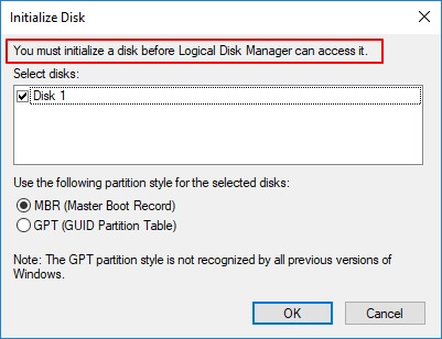 Initialize disk