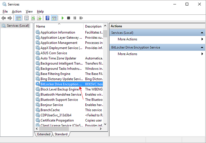 disable bitlocker in services step 1