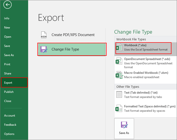 chagne file extension to repair corrupted excel file