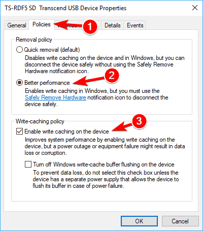 enable write-caching to fix copying files stuck at 99%