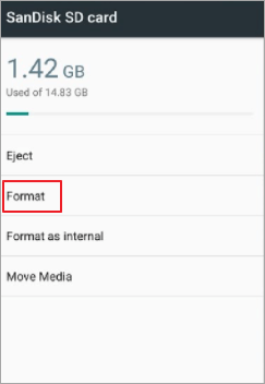 format SD card on Android