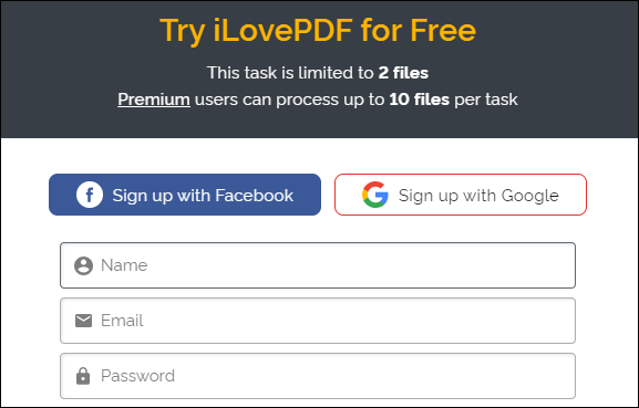 Free limitation of ilovepdf