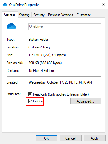 Hide OneDrive