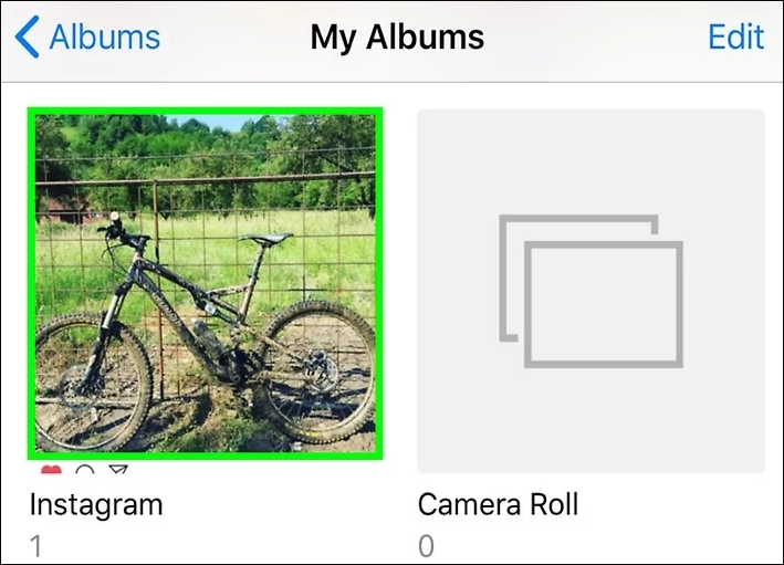 find instagram in iphone album