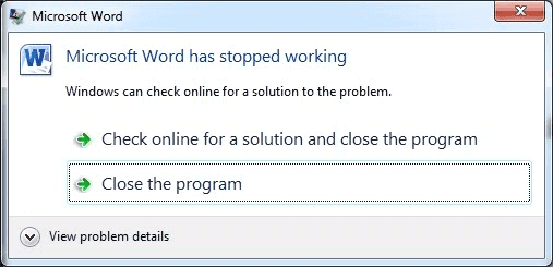 Microsoft Excel has stopped working