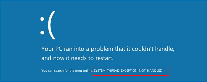 system thread exception not handled issue