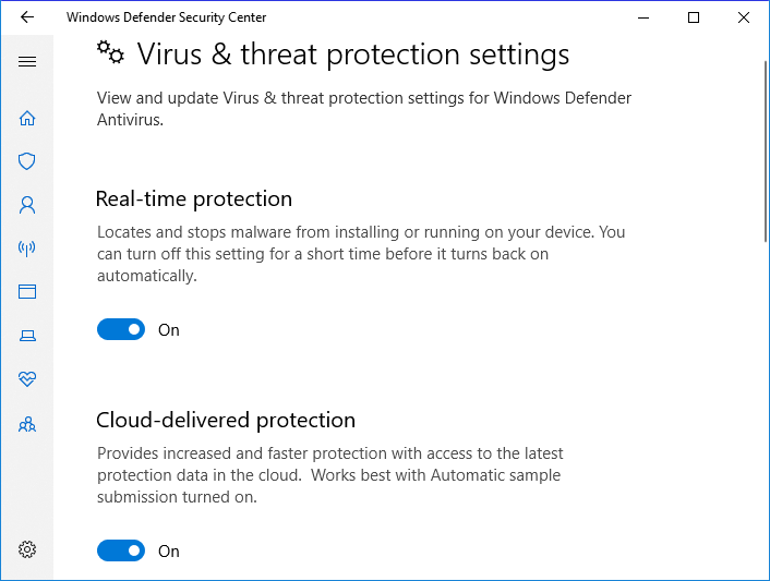 turn on windows defender