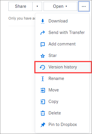 vier dropbox version history